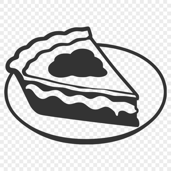 A graphic illustration of a pie with various design elements.