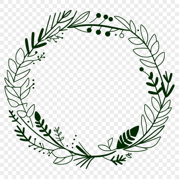 A floral wreath design made with vector shapes in a digital format.