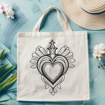 Religious iconography illustration of the Sacred Heart in vector format.