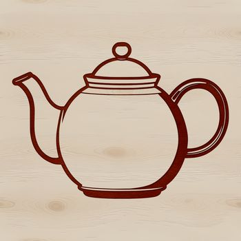 Illustrative teapot design with a handle and spout, suitable for vector graphics and cutting machine projects.