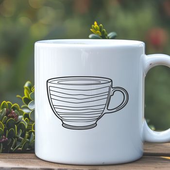 Teacup design in vector format, ideal for digital use and customization with software like Illustrator.