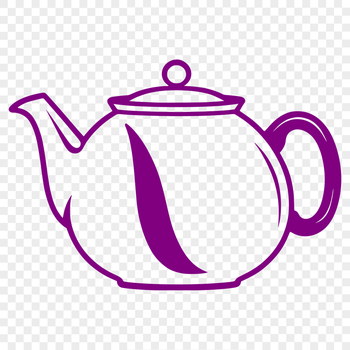 A simple illustration of a traditional teapot with handle and spout.