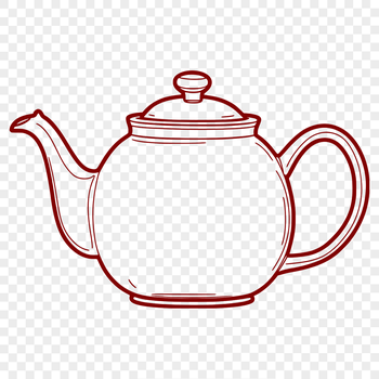 A stylized illustration of a teapot with a handle and spout.