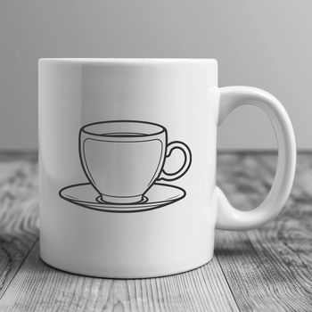 A minimalist illustration of a ceramic teacup with a handle, ideal for vector art projects.