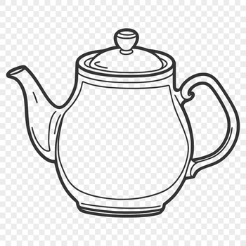 A digital illustration of a teapot with a spout and handle, suitable for vector art projects.