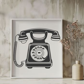An illustrative representation of a telephone, featuring detailed vector graphics.