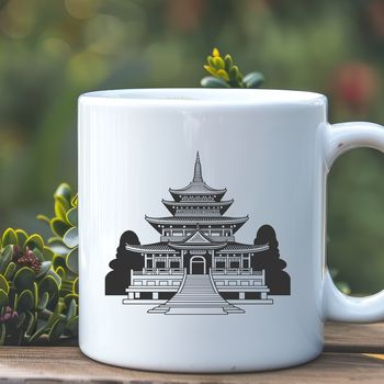 An intricately designed Buddhist temple with ornate details, perfect for vector art projects.