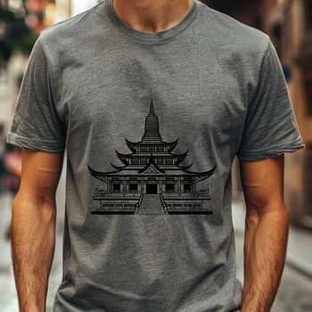 A traditional Asian-style Buddhist temple with ornate details, suitable for vector art designs.