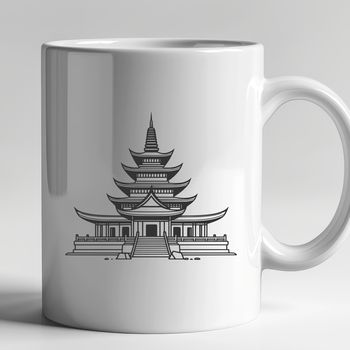 A traditional Buddhist temple design with intricate details and ornate architecture.