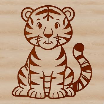 A sitting tiger, illustration style, ideal for digital designs.