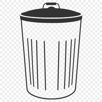 An SVG representation of a basic waste bin with a removable lid, ideal for digital art and craft applications.
