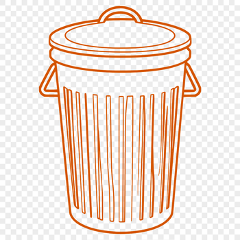A minimalist illustration of a standard household trash can made from vector graphics.