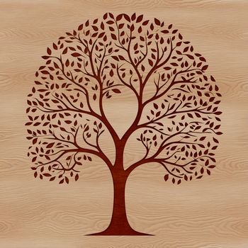 A simple illustration of a tree with a detailed trunk and branches, suitable for vector graphics design.