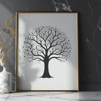 A detailed illustration of a tree with branches and foliage, suitable for graphic design projects.