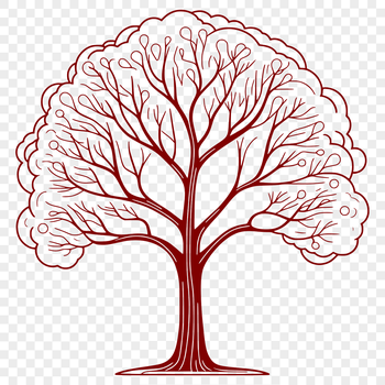 A digital illustration of a tree made up of simple shapes and lines.