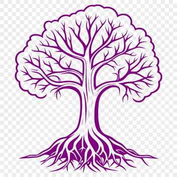 An illustration of a tree with detailed branches and foliage.