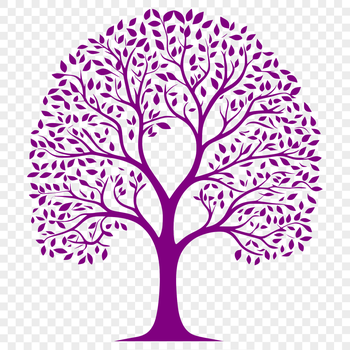 Illustrated vector tree graphic in various formats including SVG, PNG, PDF, DXF, and clip art design.