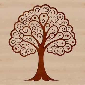 A stylized illustration of a tree with a minimalist design, suitable for digital use in vector formats like SVG or PDF.
