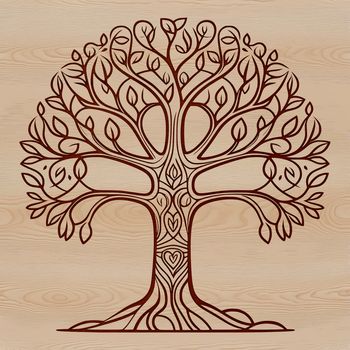 A stylized illustration of a tree with branches and leaves, suitable for use in vector graphics design.