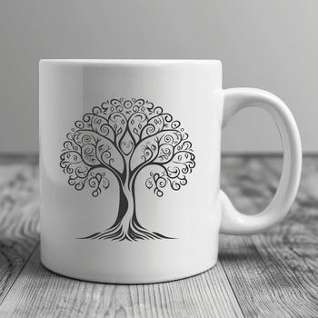 A detailed illustration of a tree with intricate branches and leaves, suitable for vector art designs.