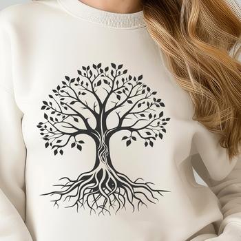 A single stem tree with branches and foliage, suitable as a vector design for various applications.