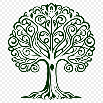 A simple vector illustration of a tree with branches and leaves, suitable for digital cutting machines and crafting.