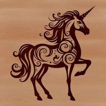 A mythical creature with a single horn on its forehead, depicted in ornate detail.