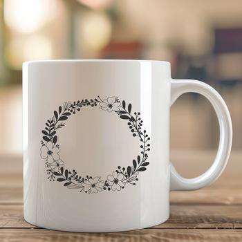 A floral wreath design made with vector elements.