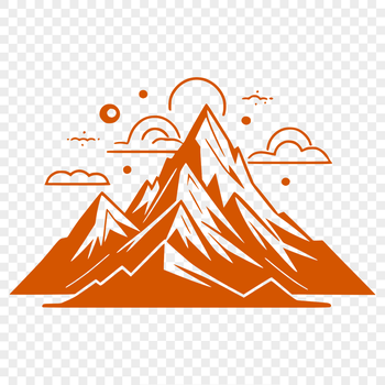 A high-resolution digital illustration of a mountain landscape in vector format.