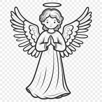 Illustrative design of a winged angel in vector format, suitable for digital cutouts or crafting projects.