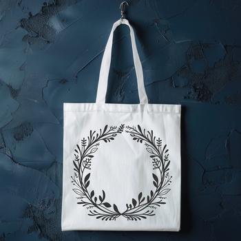 An illustrative wreath composition made with floral elements in a digital format.