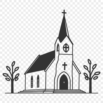 A detailed vector illustration of a traditional Protestant church exterior, suitable for various design purposes.