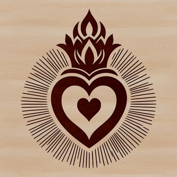 A stylized illustration of a Sacred Heart icon in vector format.