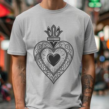 A stylized illustration of the Sacred Heart, ideal for vector art and cutting machine projects.