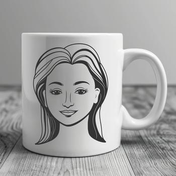 A digital illustration of a woman designed for vector art and cutting machine projects.