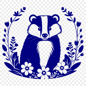 A simple illustration of a badger in a natural environment with foliage, perfect for vector designs.