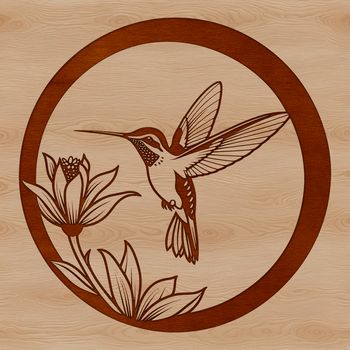 A colorful illustration of a hummingbird perched on a floral branch, suitable for vector design and digital crafting.