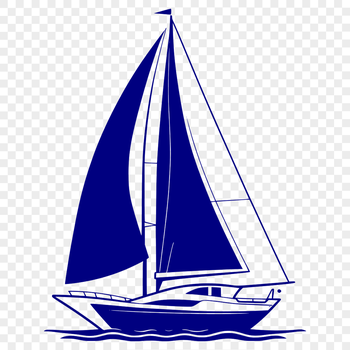 Vector illustration of a sailboat with sails and hull, designed for commercial or personal use in graphic design projects.