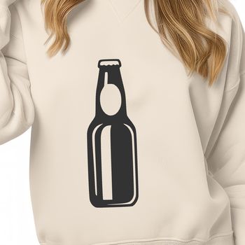A digital illustration of a beer bottle on a white background.