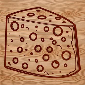 A simple illustration of a wedge-shaped cheese, created as a vector graphic.