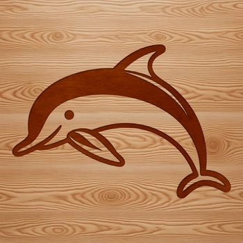 Illustrated dolphin in the ocean, a sea creature often found in wild animal habitats.
