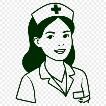 A female nurse in a white uniform, representing the healthcare profession.