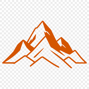 A 3D vector illustration of a mountain landscape with rolling hills and peaks.