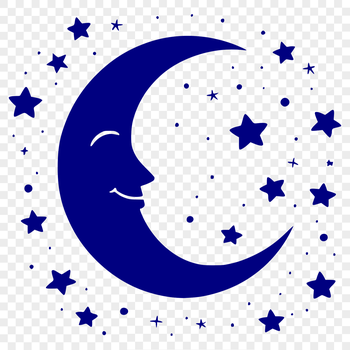 A stylized vector illustration of the full Moon in the night sky.