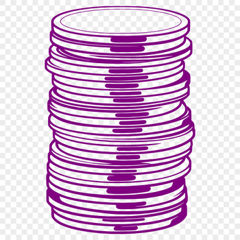 A set of illustrated coins in various designs for graphic design projects.