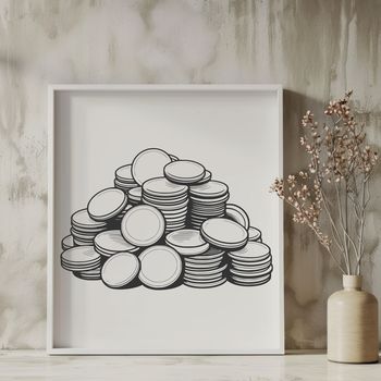 A set of digital coins designed as vector graphics.