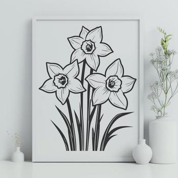 A detailed illustration of a blooming daffodil flower, suitable for vector art and graphic design projects.