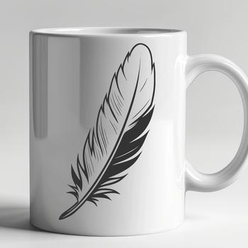 A high-quality vector illustration of a single feather with smooth lines and precise details.