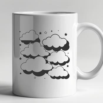 A vector illustration of a white, fluffy cloud against a blue sky.