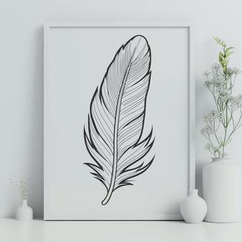 A delicate illustration of a single bird's feather, suitable for vector design projects.